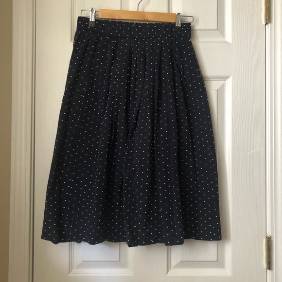 J. Crew Navy Vintage Clip-Dot Midi Skirt - Picture 2 of 6